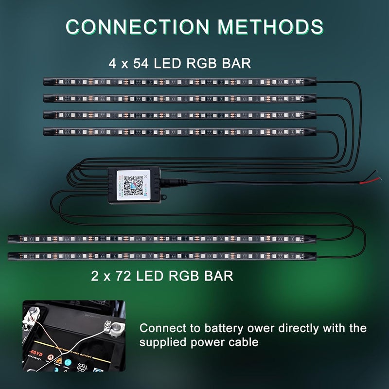 Ligrel Underglow LED Lights for Cars - 6PCS RGB Neon Light Kit with 360 LEDs, Bluetooth APP Control, 8 Colors/Music Sync, Waterproof PVC Strips for Cars, Trucks, SUVs - Image 4
